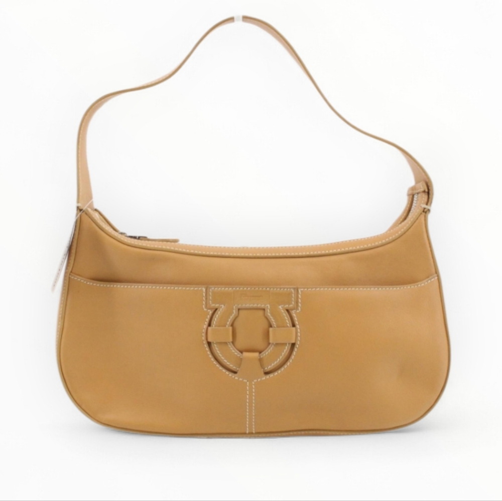Salvatore Ferragamo Tan Leather Shoulder Bag